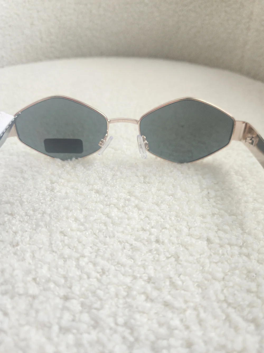 House Of Harlow 1960 Rose Gold Metal Geometric Sunglasses Green Lenses Y2K